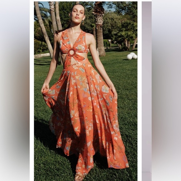 My Beachy Side Begonia Cut Out Max Dress Size Medium - Picture 1 of 14